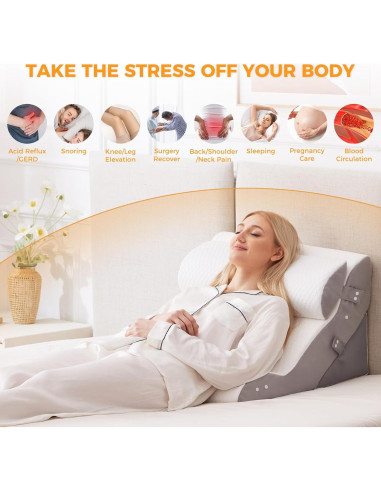 Juego de Almohadas en Cuña Ajustable 3 Piezas Ruqmuis