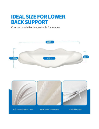 Almohada Lumbar Ergonomica SMDR 30x55.9cm Espuma Memoria