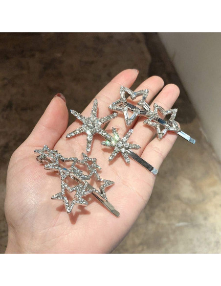 Pinzas para el Cabello VinBee 6Pcs Estrella Rhinestone Plata Pinzas para el Cabello VinBee 6Pcs Estrella Rhinestone Plata