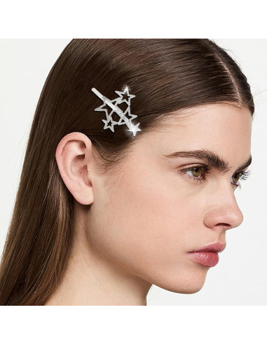 Pinzas para el Cabello VinBee 6Pcs Estrella Rhinestone Plata