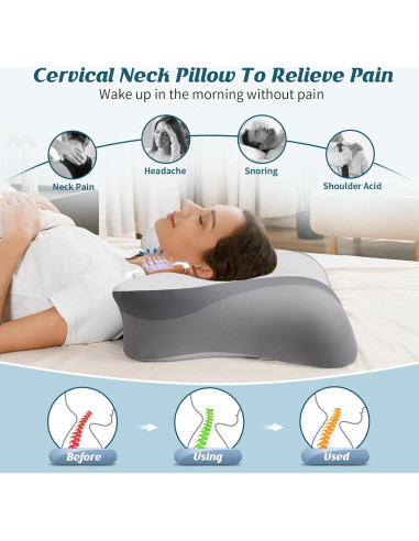 Almohada Cervical Crisgo Ergonómica Espuma Viscoelástica 69x42cm