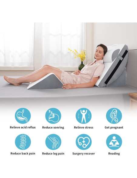 Juego de 4 Almohadas en Cuña Ortopédicas Maigaoukus para Alivio Juego de 4 Almohadas en Cuña Ortopédicas Maigaoukus para Alivio
