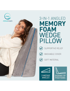 Cojín en Cuña Ajustable AllSett Health - Espuma Viscoelástica 3 en 1 2