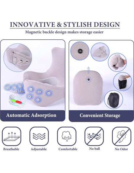 Almohada de Viaje Ajustable GOLDORANGE de Espuma con Memoria Almohada de Viaje Ajustable GOLDORANGE de Espuma con Memoria