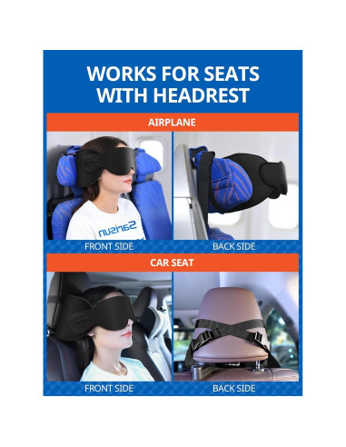 Almohada de Viaje SARISUN Ultra-Fina con Correa y Máscara 3D
