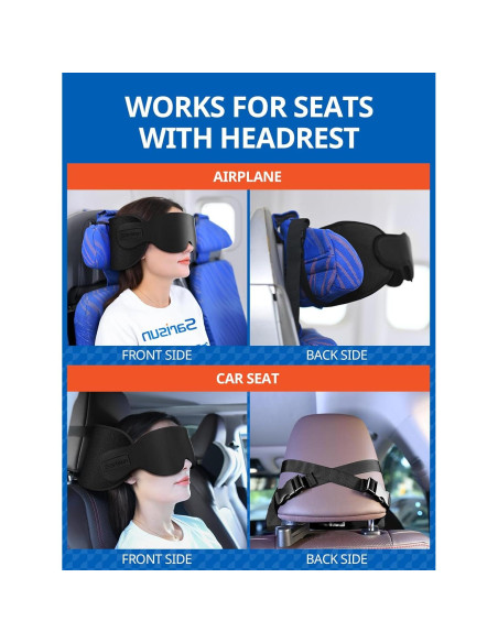 Almohada de Viaje SARISUN Ultra-Fina con Correa y Máscara 3D Almohada de Viaje SARISUN Ultra-Fina con Correa y Máscara 3D