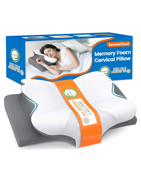 Almohada Cervical SereneCloud Espuma Viscoelástica Reina Media Almohada Cervical SereneCloud Espuma Viscoelástica Reina Media