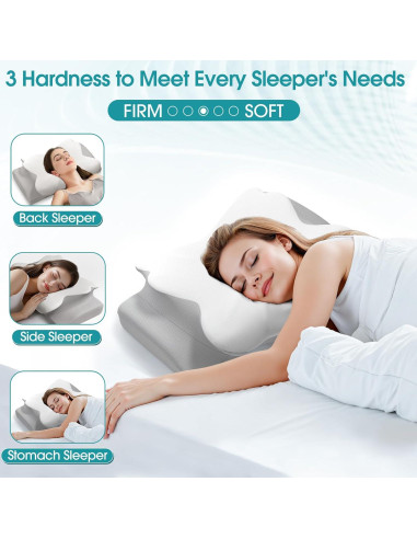 Almohada Cervical SereneCloud Espuma Viscoelástica Reina Media