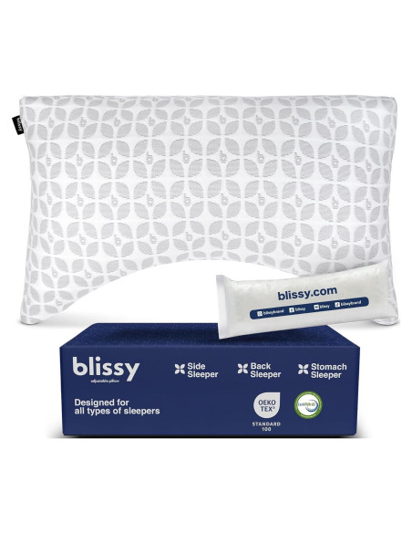 Almohada Ajustable de Espuma Memoria Blissy Rey Enfriamiento Almohada Ajustable de Espuma Memoria Blissy Rey Enfriamiento