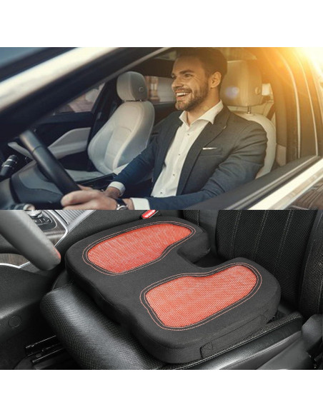 Cojín de Asiento de Gel CAR-GRAND Naranja Espuma de Memoria Cojín de Asiento de Gel CAR-GRAND Naranja Espuma de Memoria