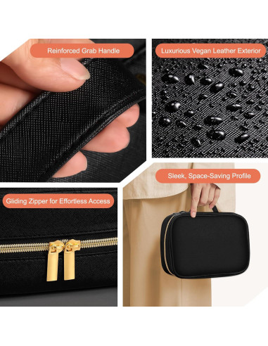 Organizador de Joyas de Viaje KPWEPK Negro - Estuche Portátil
