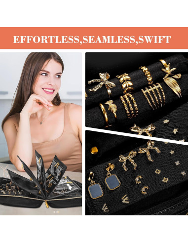 Organizador de Joyas de Viaje KPWEPK Negro - Estuche Portátil