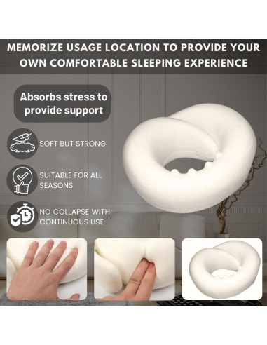 Almohada de Cuello HomeyJoy 360 Espuma de Memoria Gris
