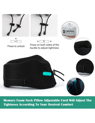Almohada de Viaje GOLDORANGE Soporte Cuello Espuma Memoria Negro