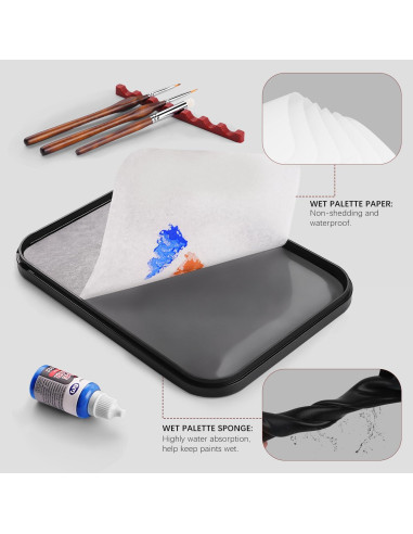 Paleta Húmeda y Seca Arce Dorado 17x23cm con 11 Pinceles