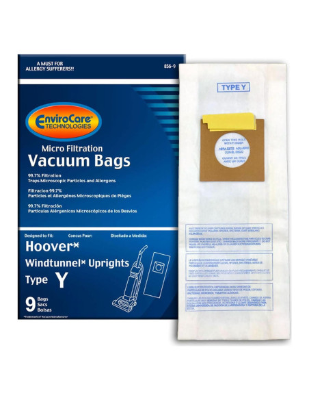 Bolsas de Aspiradora EnviroCare 859-9 para Hoover WindTunnel - Paquete de 9 Bolsas de Aspiradora EnviroCare 859-9 para Hoover WindTunnel - Paquete de 9