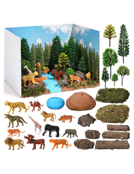 Kit Diorama Selva Tropical 55 Piezas Simgoing - Animales y Árboles Kit Diorama Selva Tropical 55 Piezas Simgoing - Animales y Árboles