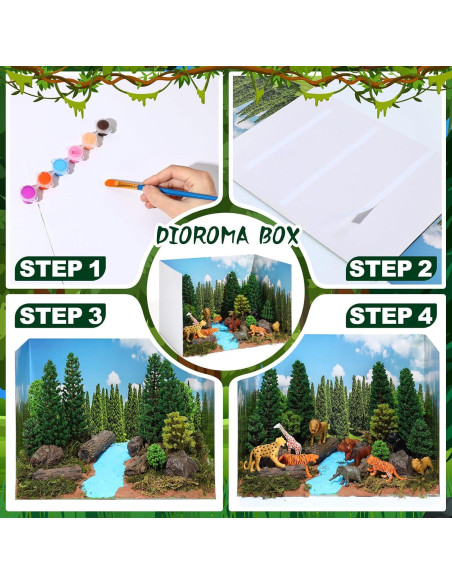 Kit Diorama Selva Tropical 55 Piezas Simgoing - Animales y Árboles Kit Diorama Selva Tropical 55 Piezas Simgoing - Animales y Árboles