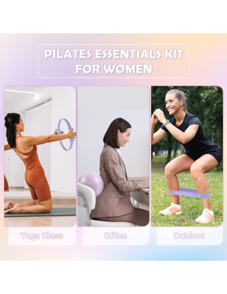 Kit de Pilates Paleclouds - Anillo, Pelota 21 cm y Bandas Kit de Pilates Paleclouds - Anillo, Pelota 21 cm y Bandas