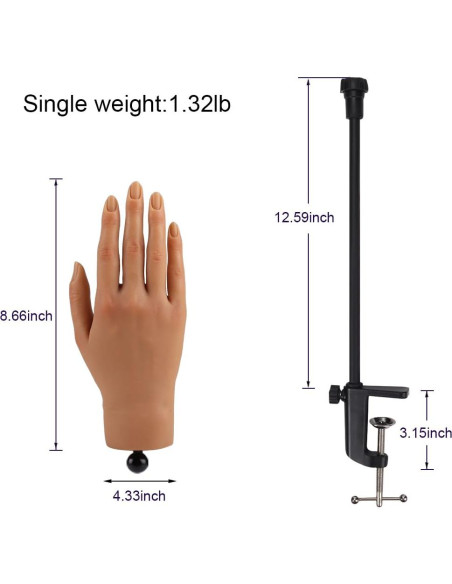 Mano de Práctica para Uñas Acrílicas KnowU - Silicona Suave Mano de Práctica para Uñas Acrílicas KnowU - Silicona Suave