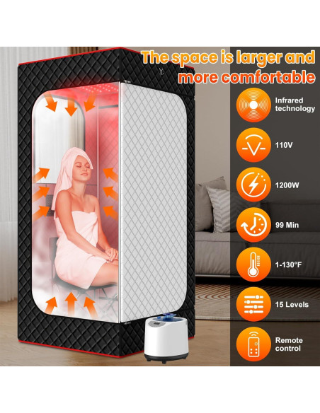 Sauna de Vapor Infrarroja iTHERAU XL con Luz Roja y Vaporizador 3L Sauna de Vapor Infrarroja iTHERAU XL con Luz Roja y Vaporizador 3L