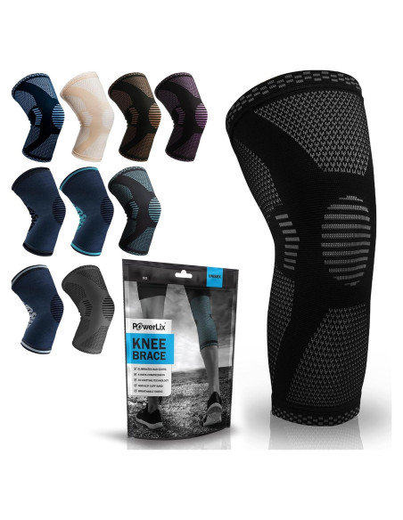 Manga de Compresión para Rodilla Powerlix - Soporte Grande Negro Manga de Compresión para Rodilla Powerlix - Soporte Grande Negro