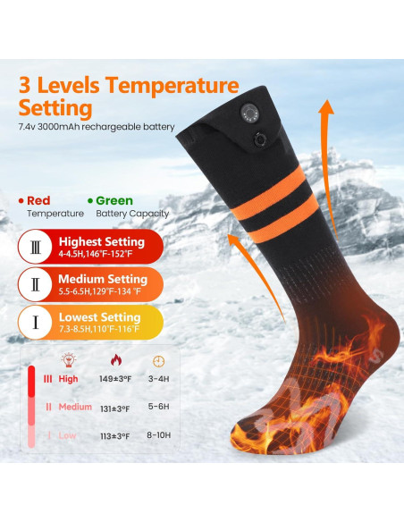 Calcetines Calentados JUSTFX 7.4V Recargables Unisex M Calcetines Calentados JUSTFX 7.4V Recargables Unisex M