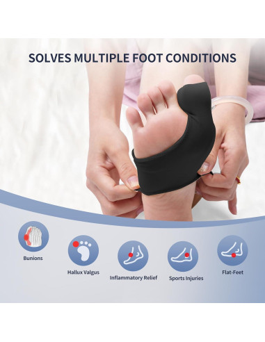 Corrector de Juanetes WELEQUT 2-Pack Alivio Hallux Valgus Negro