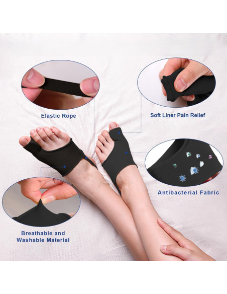 Corrector de Juanetes WELEQUT 2-Pack Alivio Hallux Valgus Negro Corrector de Juanetes WELEQUT 2-Pack Alivio Hallux Valgus Negro