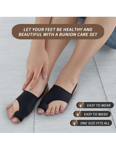 Corrector de Juanetes WELEQUT 2-Pack Alivio Hallux Valgus Negro