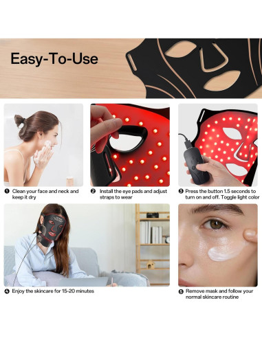 Máscara de Terapia de Luz Roja Facego - Cuidado Facial Portátil