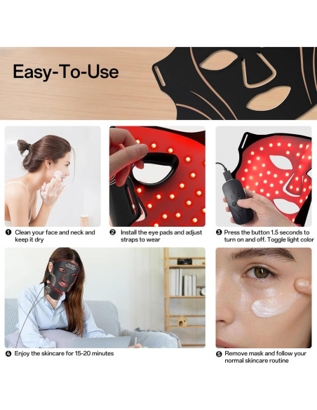 Máscara de Terapia de Luz Roja Facego - Cuidado Facial Portátil Máscara de Terapia de Luz Roja Facego - Cuidado Facial Portátil
