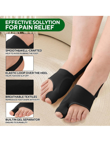 Corrector de Juanetes TECKED - Alivio para Hallux Valgus Negro