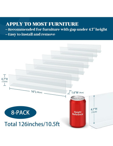 Bloqueador de Sofá Ajustable Clear 8 Piezas 320 cm