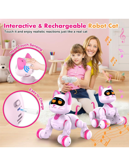 Gato Robot Interactivo Nicmore 6602 Rosa para Niñas 3-8 Años Gato Robot Interactivo Nicmore 6602 Rosa para Niñas 3-8 Años