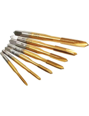 Juego de Machos Métricos 7 PCS HSS6542 Punta Espiral Titanio