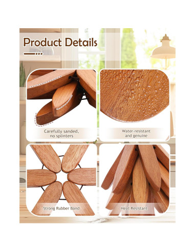 Trivetes de Madera FONYICK 20 cm Aislantes y Decorativos 4PCS