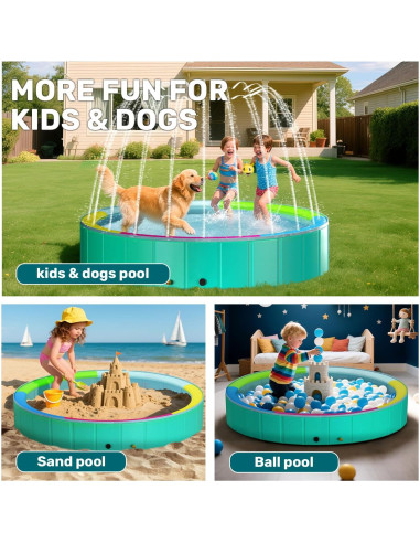Piscina Plegable para Perros Heeyoo 200 cm con Aspersor