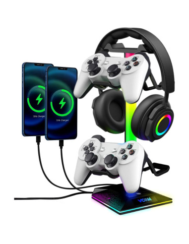 Soporte para Auriculares Gaming RGB VCOM con 3 Puertos USB