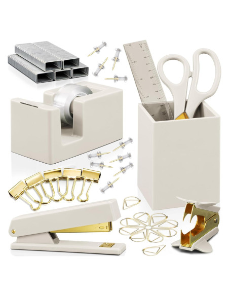 Juego de Accesorios de Escritorio KIBAGA Beige - Organizador Completo Juego de Accesorios de Escritorio KIBAGA Beige - Organizador Completo