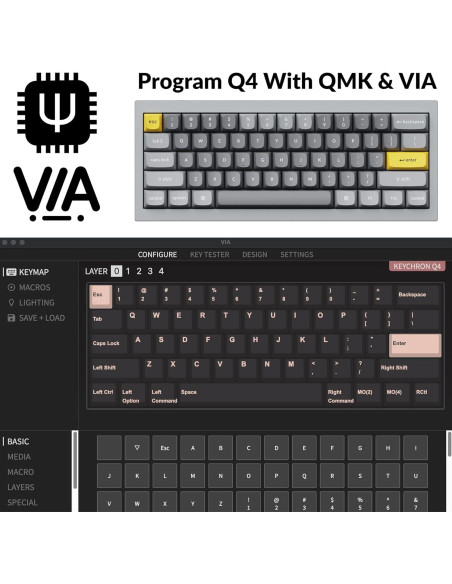 Teclado Mecánico Keychron Q4 Personalizado Aluminio 60% RGB Teclado Mecánico Keychron Q4 Personalizado Aluminio 60% RGB