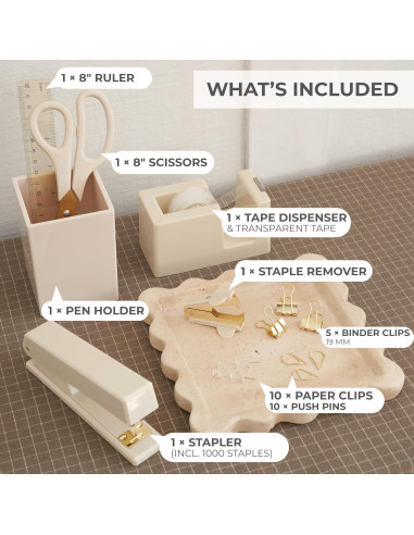 Juego de Accesorios de Escritorio KIBAGA Beige - Organizador Completo