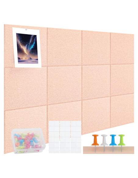 Tablero de corcho ZYVOQUNEX 121.9x91.4 cm rosa 12 piezas Tablero de corcho ZYVOQUNEX 121.9x91.4 cm rosa 12 piezas