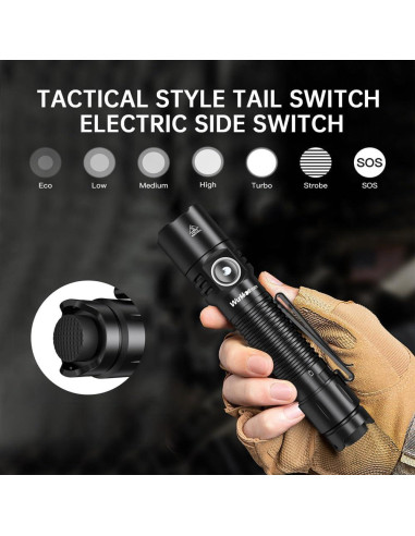 Linterna Táctica Wurkkos TD05 Recargable USB C 1800 Lúmenes IP68
