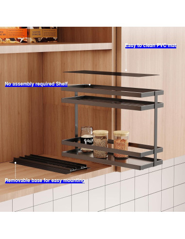 Organizador de Especias Extraíble Mustorn 2 Niveles Negro