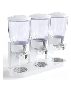 Dispensador de Alimentos Secos Triple U-QE 3 Compartimentos 2L - Blanco