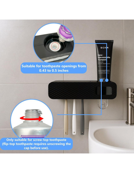 Soporte de Cepillos de Dientes NeteHon con Dispensador Automático Negro