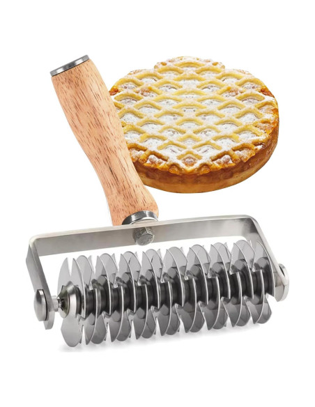 Rodillo de Lattice de Acero Inoxidable YUNYDSM con Mango de Roble Rodillo de Lattice de Acero Inoxidable YUNYDSM con Mango de Roble