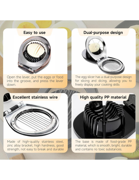 Cortador de Huevos y Frutas Arimagroup, Acero Inoxidable, 3 Estilos Cortador de Huevos y Frutas Arimagroup, Acero Inoxidable, 3 Estilos