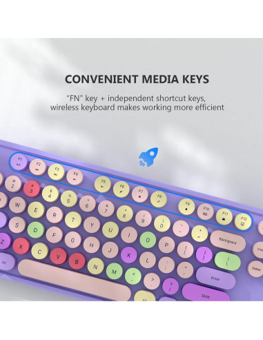 Combo Teclado y Ratón Inalámbrico MOFII Retro Púrpura